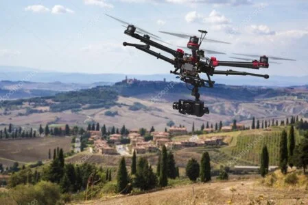 Drone in actie tijdens opname
